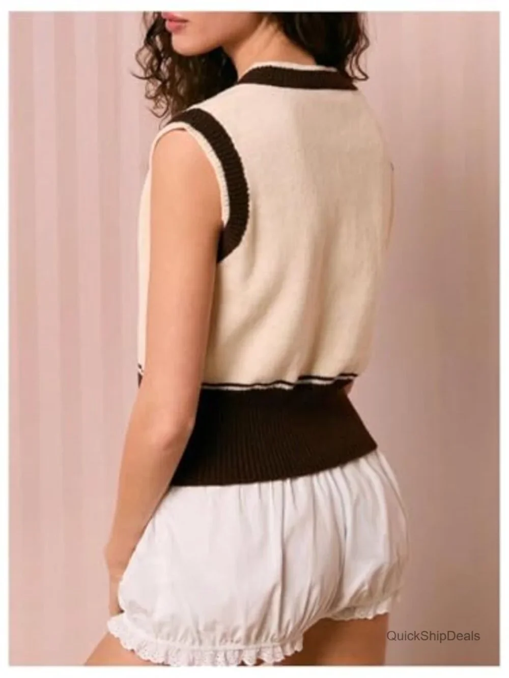 Women's Knit Sweater Vest Horse Graphic V-Neck Sleeveless Tank Top